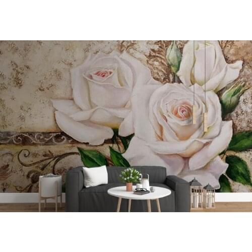 Customize 3D photo wall paper Embossed rose flower wall photo print wallpaper 3D Decorative paintings