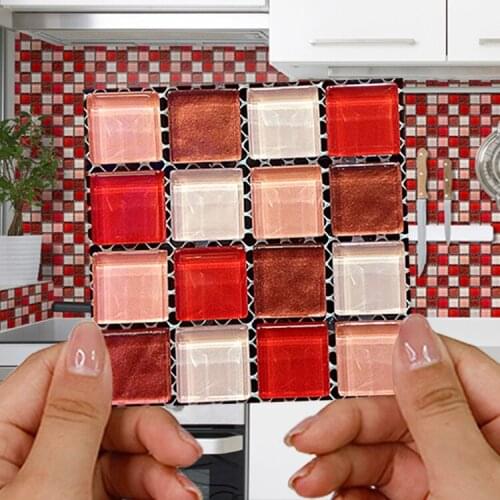 3D Mosaic Wall Sticker Pvc Self-Adhesive 20Pcs 3.93"x3.93" Wallpaper Refurbish Background for Bathroom Furniture Kitchen Stairs