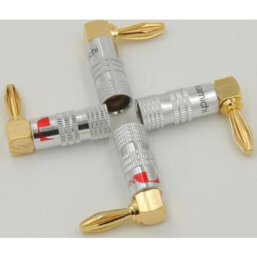70pcs Brass 90 Degree Right Angle 4mm Banana Plug For Video 24K Gold Plated Speaker Adapter Audio Connector