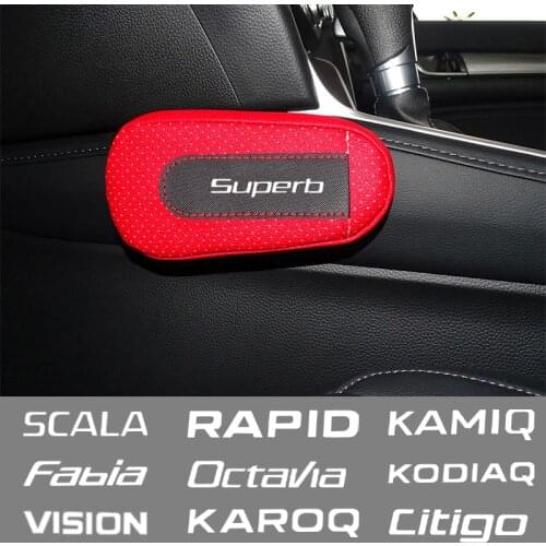 Car soft leather leg pads knee pads seat support Accessories For Skoda Citigo Fabia Kamiq Karoq Kodiaq Kushaq car accessories