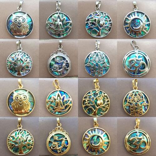 Free shipping Fashion Jewelry New Zealand Abalone Shell Round Pendant Bead WB806