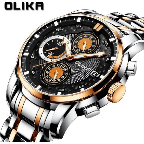 Olika Fashion Mens Watches Waterproof Casual Quartz Watch Stainless Steel Stee Men Spot Wristwatch Erkek Kol Saati Reloj Hombre