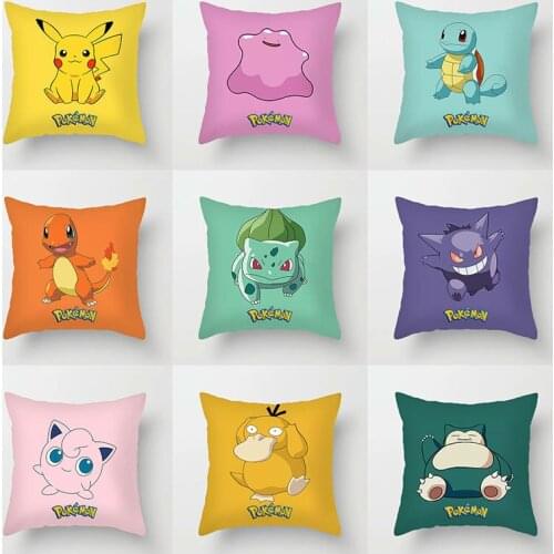 Pokemon Cushion Cover Plush Toys Pikachu Go Psyduck Pillowcase Cartoon Pillow Cases Sofa Car Home Plush Cover Gifts Toys 45x45cm
