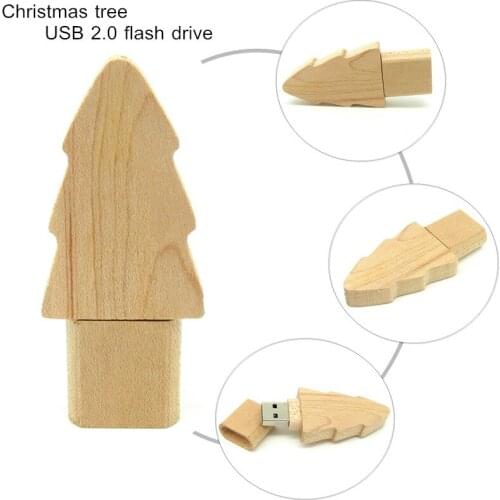 Wooden pendrives Christmas tree usb flash drive pendrive 4gb 8gb 16gb 32gb real capacity memory disk gift pen drive usb 2.0