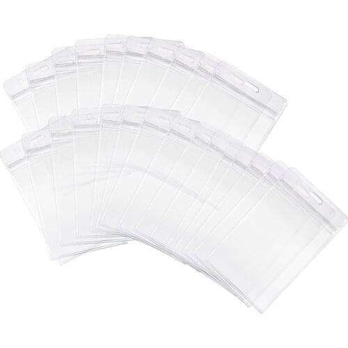 25 Pack Clear ID Badge Holder Waterproof With Resealable Zipper,Vertical Style,Fits Credit Cards, ID Name Badge Insert(25Pack)