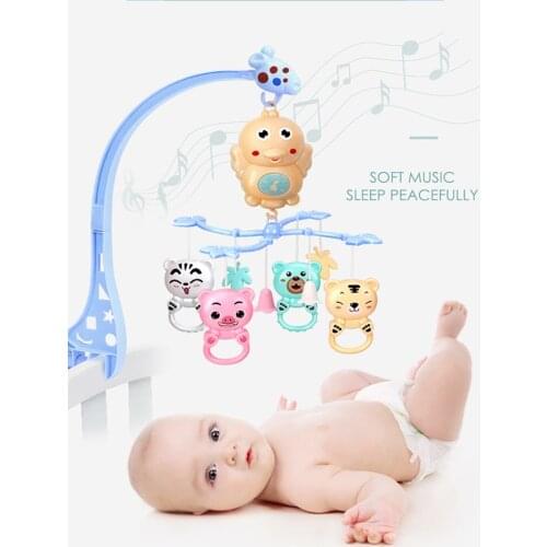 Baby Rattles Crib Mobiles Baby Toys Holder Rotating Mobile Bed Bell Musical Box Projection 0-12 Months Newborn Infant Boy Toys
