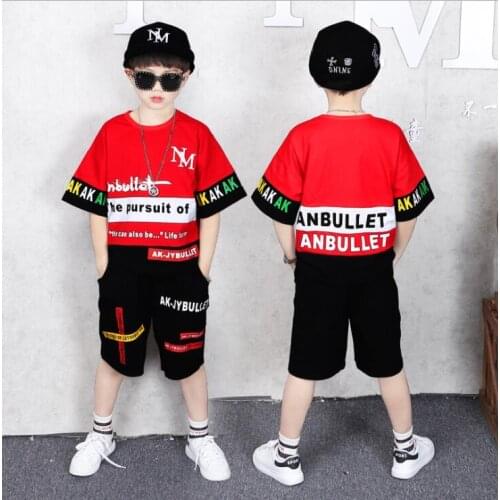 Children Clothing Sports Suit Boy Summer Set Two-piece Childrens Wear stitching suit 4 6 8 10 12 14 16 Years old Child clothes