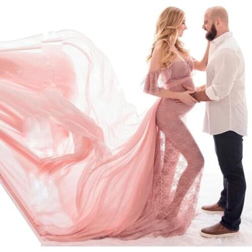 Long Maternity Dresses For Photo Shoot Lace Pregnancy Dresses For Pregnant Women Voile Mermaid Maternity Photography Props 2020