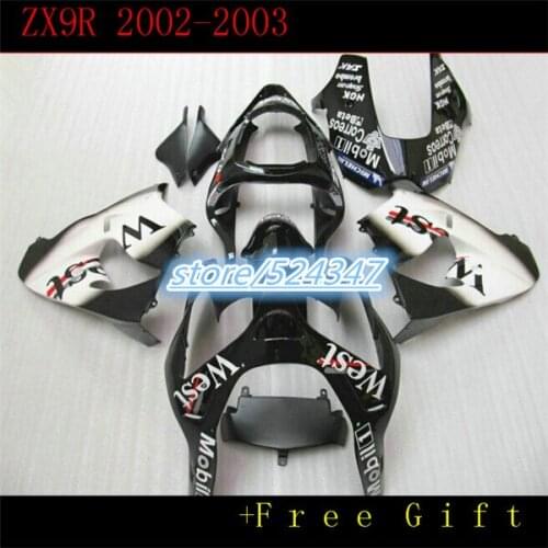 For Ninja ZX9R 0203 ZX9R 20022003 fairing kit kawasaki Ninja ZX9R white black sport bike cheap motorcycle at 3 o 'clock