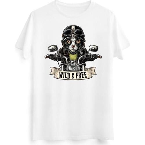 Basic O-collar Short Sleeved Cat Ride Animals Print Tops Women T-shirt Casual Ladies Women T-shirt Girl,Drop Ship