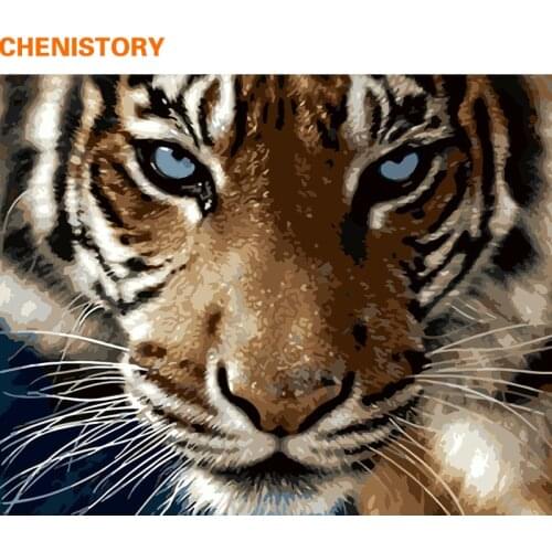 CHENISTORY Picture Tigers DIY Painting By Numbers Kits Animals Modern Wall Art Hand Painted Oil Painting For Unique Gift 40x50cm
