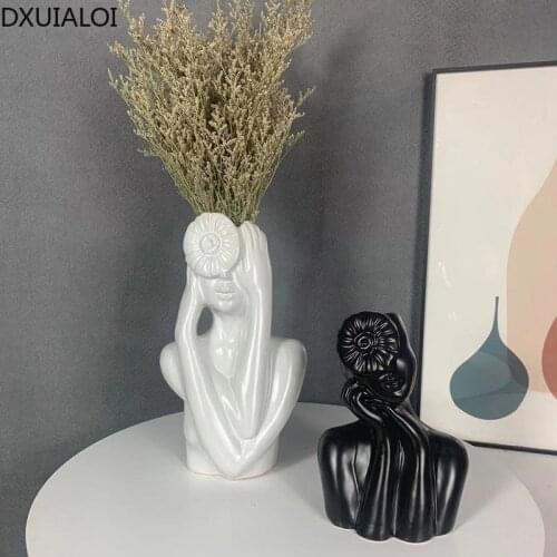 Nordic Abstract Character Ceramic Dried Flower Vase Creative Flower Arrangement Vase Living Room Desktop Home Decoration