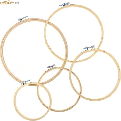 KOKNIT Bamboo Embroidery Hoop Set Mix 5 Size Circle Cross Stitch Hoop Frame Ring for Women Mom DIY Craft Needlecraft Sewing Tool