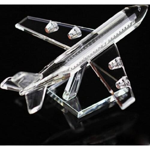 Beautiful Crystal Airplane Model Miniature Glass Plane Aircraft Crafts Office & Home Decoration Christmas Gift