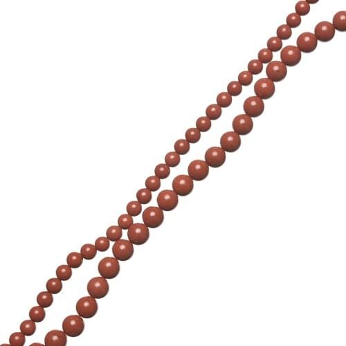 Round Red Color Stone Beads 6/8/10mm Redstone Loose Beads Making For Bracelets 16inch H741