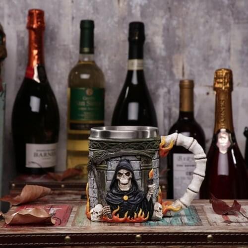 1Pcs 450ML Thanatos Mug With Hook Skull Cup For Drinking As A Gift Home Decoration