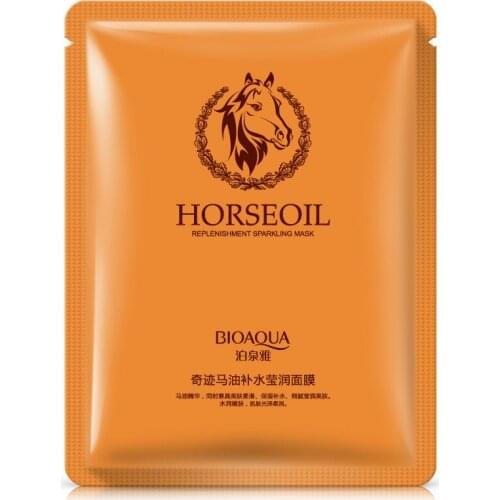 12Pcs BIOAQUA Horse oil Facial Mask Moisturizing Face Mask Oil Control Brighten Wrapped Mask Skin Care