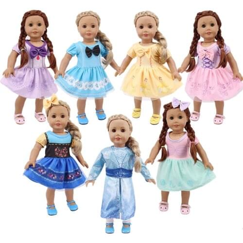 Doll Princess Disneys Frozening Cute Dress Fit 18 Inch American & 43Cm Born Baby, Our Generation, Birthday Girls Toy Gift