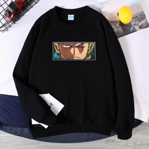 One Piece Anime Men Sweatshirts Roronoa Zoro box Print Fashion O-neck Sweatshirts men 2021 Autumn Spring Fleece pullover men top