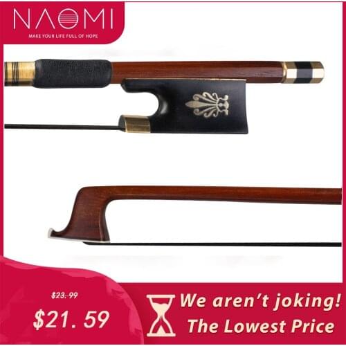 NAOMI Advanced Violin Bow 4/4 Fiddle Bow IPE Wood Round Stick Ebony Frog W/ Peacock Pattern Inlay Well Balanced
