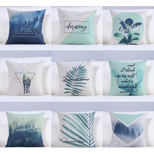 Pillow Case Throw Pillowcase Cotton Linen Printed Pillow Covers Plant Animal for Office Home Textile