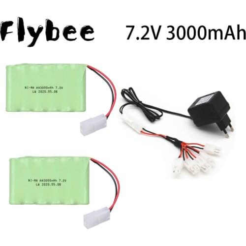 7.2V 3000mAh NI-MH Battery and Charger For Rc toy Car Tank Train Robot Boat Gun parts 7.2V NiMH rechargeable AA Battery