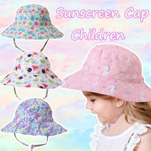 Spring Autumn Thin Print / Solid Baby Bucket Hat Cotton Fisherman Hats Kids Summer Toddler Boys Girls Panama Sun Cap 44-54CM