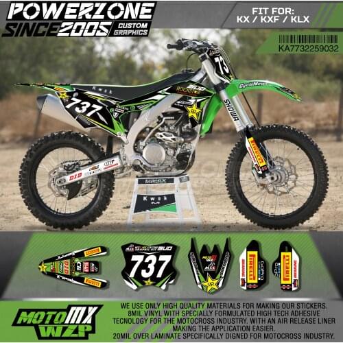 PowerZone Custom Team Graphics Decals 3M Stickers Kit For Kawasaki Sticker Decal 2017-2018 KX250F 2016-2018 KX450F 32