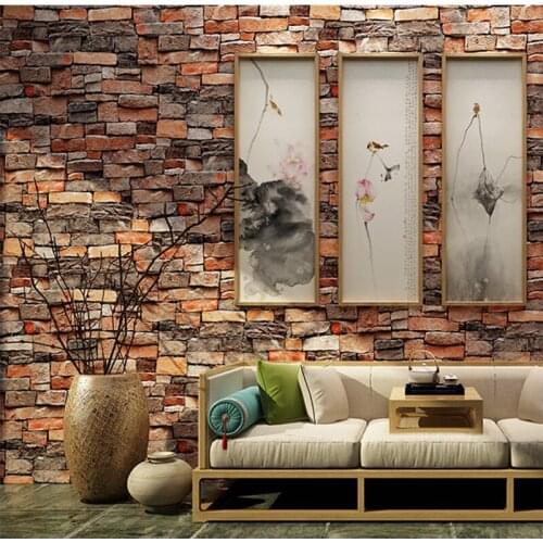 Retro Brick 3D Stone Wallpaper PVC Vinyl Waterproof Vintage Wall Stickers Cafe Bar Restaurant Living Room Rustic Decor Bricks