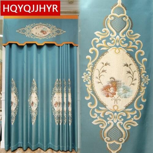 Luxury Thick Jacquard Full Blackout Curtains for Living Room Bedroom High Quality Embroidered Voile Curtains for Hotel Villas