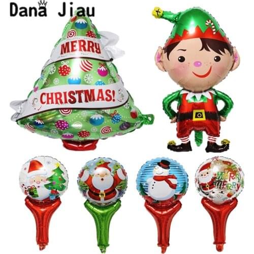 2019 merry christmas decoration balloon happy year kids gift party DIY tree ballon boy Santa Claus snowman hand stick ball
