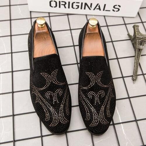 Spring and autumn match mens Suede Rhinestone mens leisure outdoor driving Mocha shoes fashion party shoes flat shoes EUR38-46