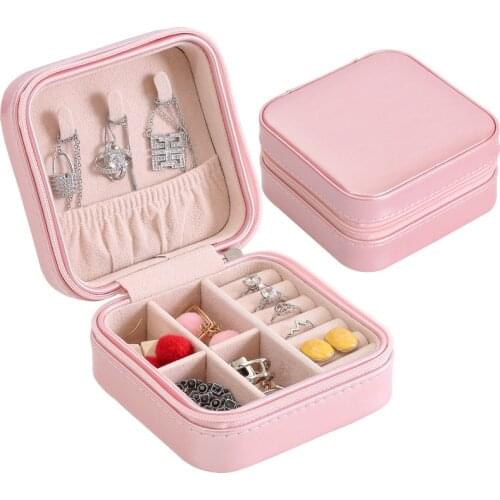 Jewelry Casket Cosmetic Storage Box Makeup Packing Organizer Multi-function Earrings Ring Container Case Portable Leather travel