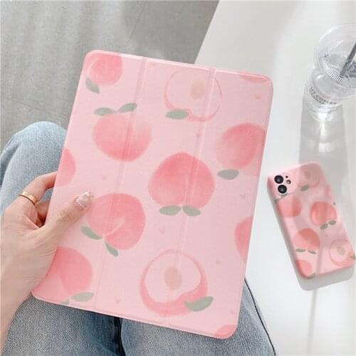 Cute Peach For iPad AIR 3 10.5 Pro 2020 11 inch Cases 2019 for iPad 2017 2018 Air2 9.7 Mini 5 Cover Capa With Pencil Slot Case