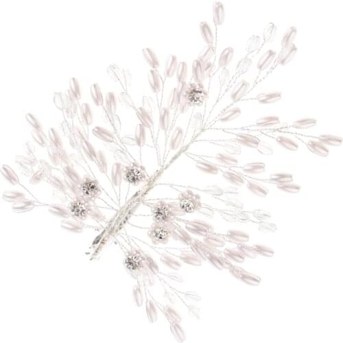 Pearl Crystal Rhinestone Hair Barrette Clip Wedding Bridal Hair Accessories