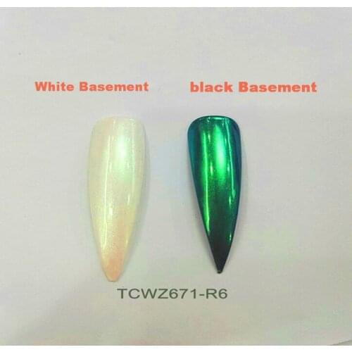 TCWZ671-R6 Tridimensional twinkling diamond Green color pearlescent powder color shifting magic for nail art or others