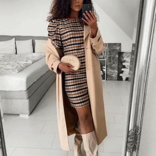 Spring Fashion Ladies Short Sleeve Mini Dresses Female Chic Dress Vintage Woman Slim Plaid Patchwork Puff Sleeve Dress