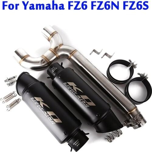 For Yamaha FZ6 FZ6N FZ6S Exhaust System Middle Link Pipe Escape Connecting Tube Slip On 51mm Muffler Tips Modified Motorcycle