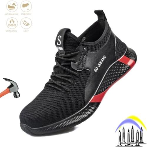 Safety Shoes Mens Indestructible Steel Toe Cap Work Sneakers Anti-piercing Anti-smash Non-Slip Breathable Comfortable Boots