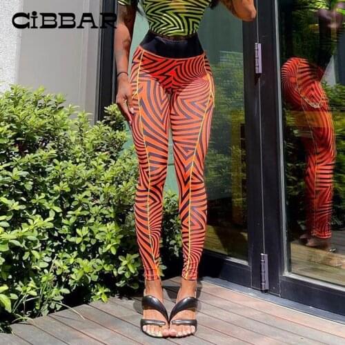 CIBBAR Zebra Print Vintage Spliced Long Pants Women Hipster Style High Waist Elegant Streetwear Striped Panelled Female Trousers