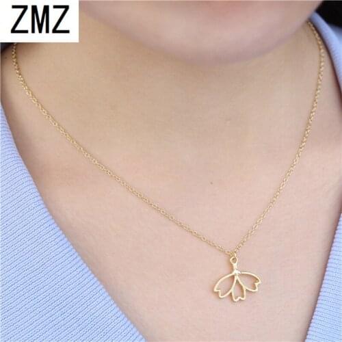 ZMZ 2019 30pcs Europe/US fashion The lotus pendant cute The lotus necklace gift for mom/girlfriend party gold/silver jewelry