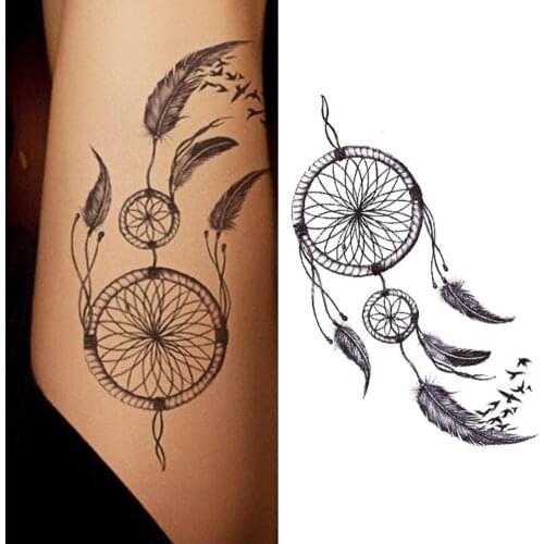 1 Sheet Hot Sale Fashion Waterproof Dreamcatcher Temporary Fake Tattoo Body Art Sticker Decals Waist Art Tatto Sticker Women