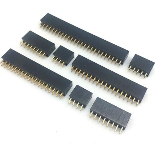 10pcs 2.54mm Pitch Double Row Female 2~40P Pin Header Socket Connector 2x2/3/4/6/7/8/9/10/12/14/16/18/20/25/30/35/40Pin