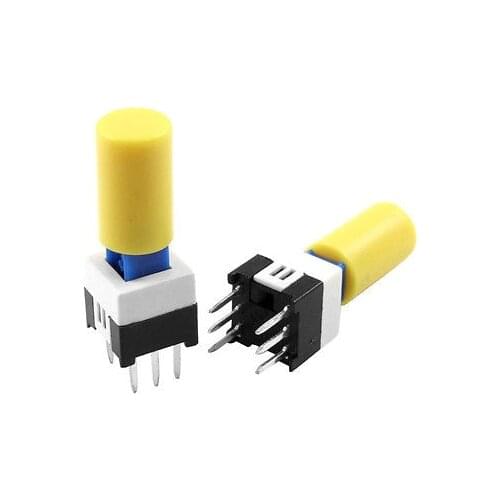 10 Pcs 7 x 7mm x 20mm Yellow Cap Momentary Tactile Tact Push Button Switch 6 Pin
