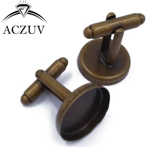 100Pcs 12mm 14mm 16mm 18mm 20mm 25mm Round Antique Bronze Bezel Blank Cufflinks Blanks Findings Cuff Links Settings CL004