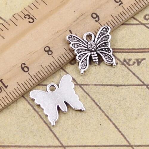30pcs Charms Butterfly 15x14mm Tibetan Pendants Antique Jewelry Making DIY Handmade Craft For Bracelet Necklace