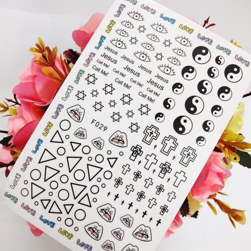 3D Nail Sticker Sliders Foil Design Colorful Geometry Triangle Cross Star Nail Art Decoraciones Toenail Manicure Accesorios Tips