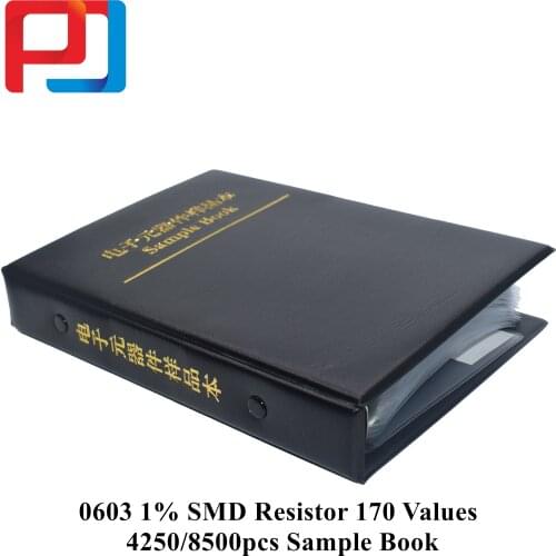 New YAGEO RC0603 FR-07 0603 SMD Resistor Sample Book 0R~10M 1% Tolerance 170 Values 25pcs/50pcs 4250pcs 8500pcs Resistors Kit