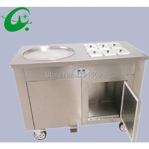 45cm single pan fried ice cream rolled machine thailand Flat fry Fried Ice Cream roll Machine With 6 Cooling Storage Barrel