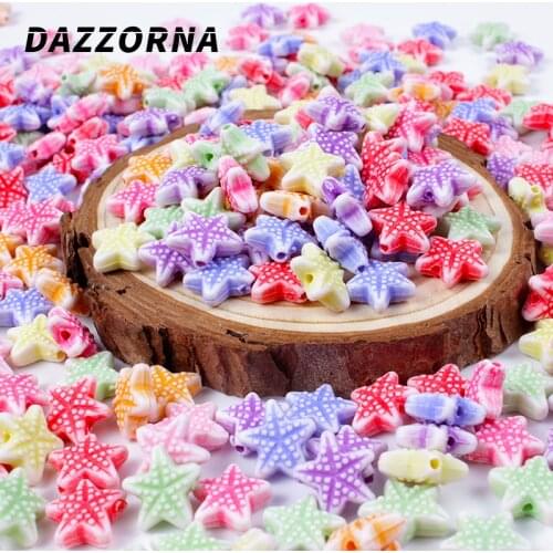50/100/200Pcs Mixed Color Acrylic Beads Starfish Spacer Loose Beads For Jewelry Making DIY Bracelet Necklace Accessories